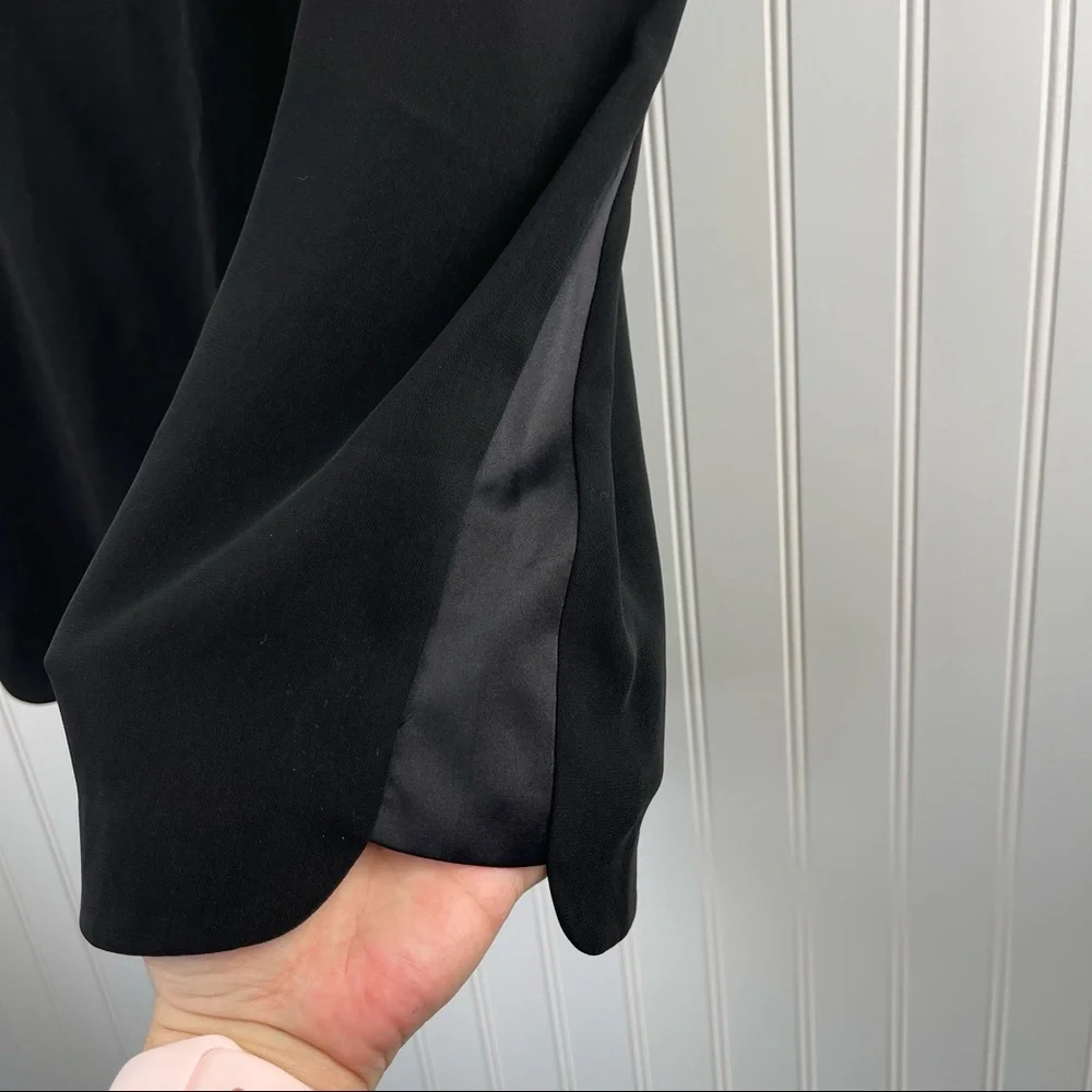Eileen Fisher Tropical Suiting Silk Panel Skirt Black XL